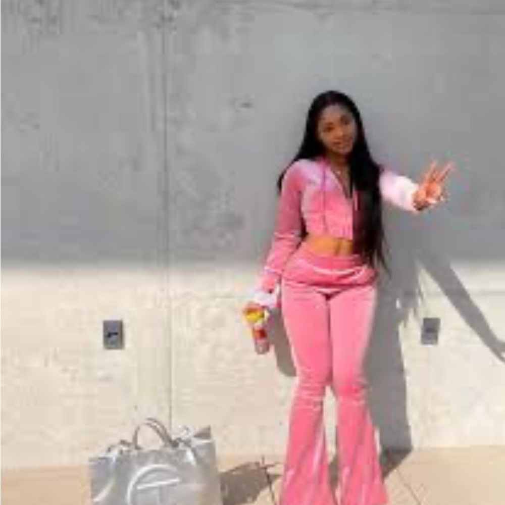 Pink Velour Velvet Women's Jumpsuit - Picture 5 of 11